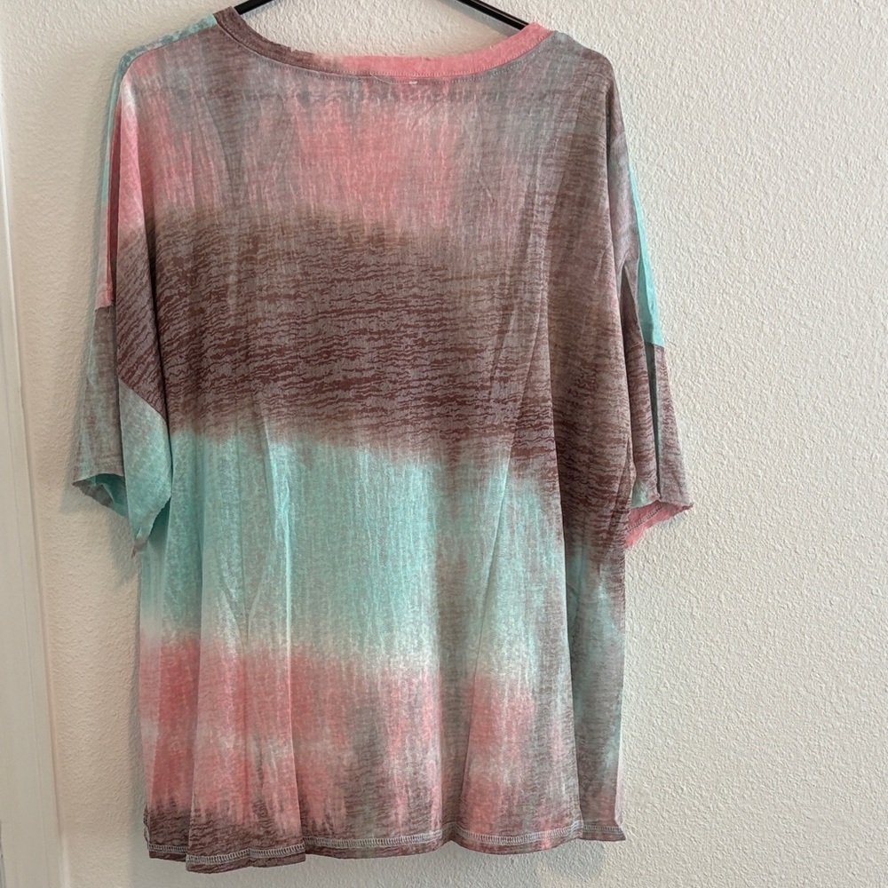 AndTheWhy Women’s Multicolor Tie-Dye Short Sleeve Top Size Large - Picture 3 of 7